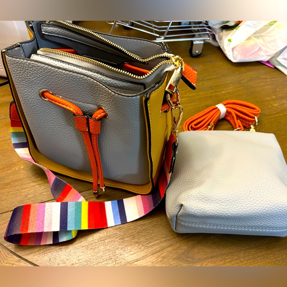 Colorful Women's Bag with Orange Accents